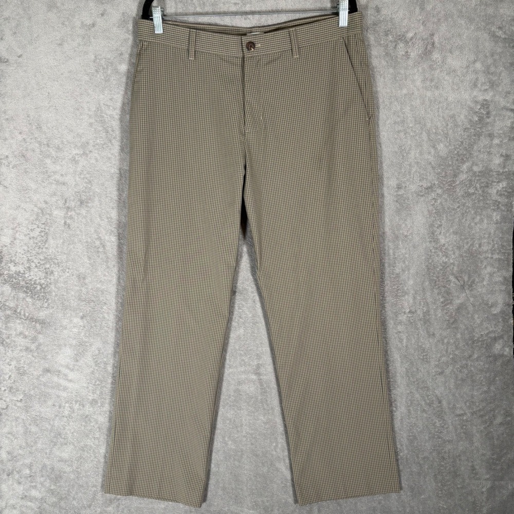 Adidas Mens Golf Pants Brown Tan Gingham Micro Check Stretch 34x30 Ultimate365